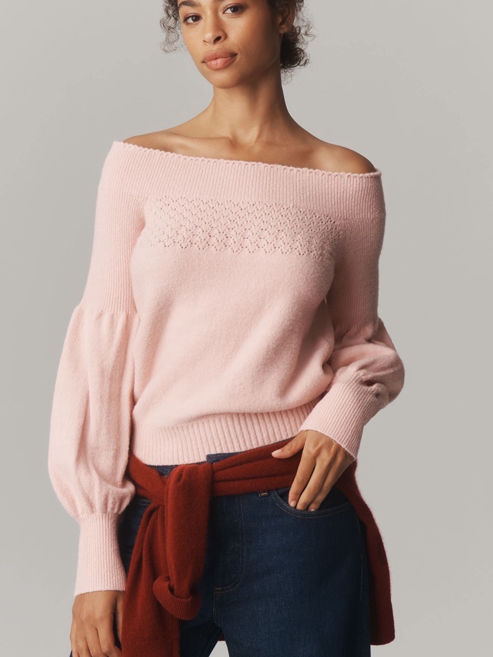*Anthropologie Off-Shoulder Ruffle Edge Sweater